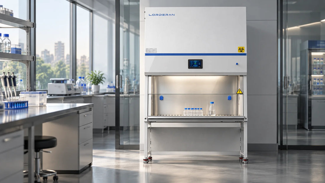LORDERAN Class II A2 Biological Safety Cabinet with Touch Screen & ULPA Filter, Motorized Front Window, 70% Recirculation 30% Exhaust, Real-Time Display Biosafety Hood